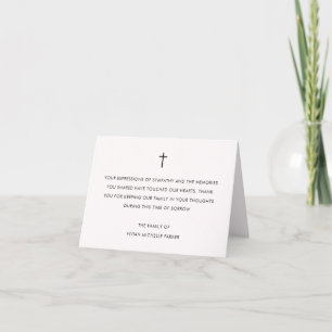 Agradecimiento Tarjeta de reconocimiento de funeral simple con cr