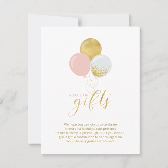 Agradecimiento Tarjeta de regalo de cumpleaños | Gold & Pink (Anverso)