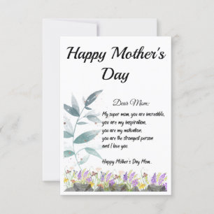 Agradecimiento Tarjeta de regalo del Día de la Madre/Feliz Día de