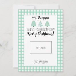 Agradecimiento Tarjeta de regalo para Navidades del maestro de ár