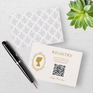 Agradecimiento Tarjeta de Registro de Boda de Damasco Azul y Dora