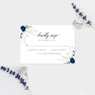 Agradecimiento Tarjeta de respuesta de boda con caligrafía azul h