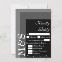 Tarjeta de respuesta de boda con guión moderno en 