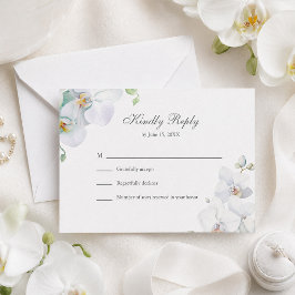 Agradecimiento Tarjeta de respuesta de boda con orquídeas blancas