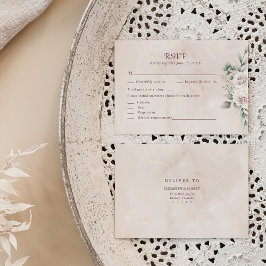 Agradecimiento Tarjeta de respuesta de boda floral rosa boho blus