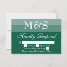 Tarjeta de respuesta de boda simple verde esmerald