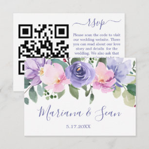 Agradecimiento Tarjeta de respuesta de código QR de boda floral p