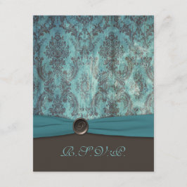 Agradecimiento Tarjeta de respuesta de damasco azul verdoso y mar