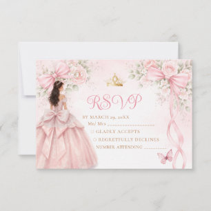 Agradecimiento Tarjeta de respuesta de quinceañera con lazo de ci