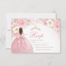 Tarjeta de respuesta de Quinceañera de niña con la