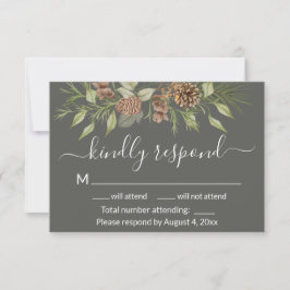 Agradecimiento Tarjeta de respuesta elegante de boda de pino gris