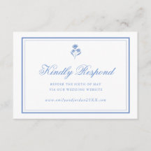 Tarjeta de respuesta floral azul elegante