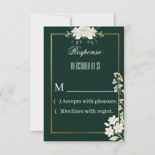 Agradecimiento Tarjeta de respuesta floral elegante verde y dorad