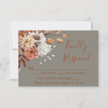 Tarjeta de respuesta floral gris de otoño
