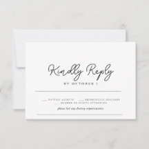 Tarjeta de respuesta moderna elegante con letra de