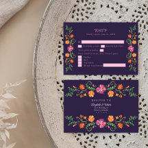 Tarjeta de Respuesta para Boda Fiesta Floral Mexic