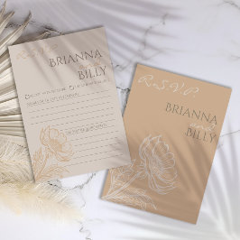 Agradecimiento Tarjeta de respuesta para boda floral minimalista
