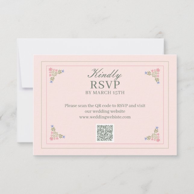 Agradecimiento Tarjeta de respuesta QR de elegante verde salvia (Anverso)