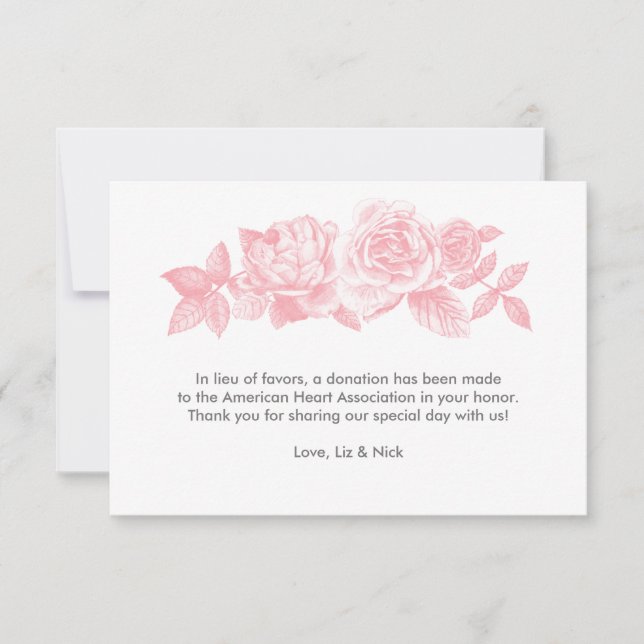 Agradecimiento Tarjeta de Rosa de esbozo favorita en rosa (Anverso)