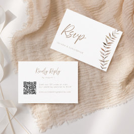 Agradecimiento Tarjeta de RSVP de boda con código QR de hojas de