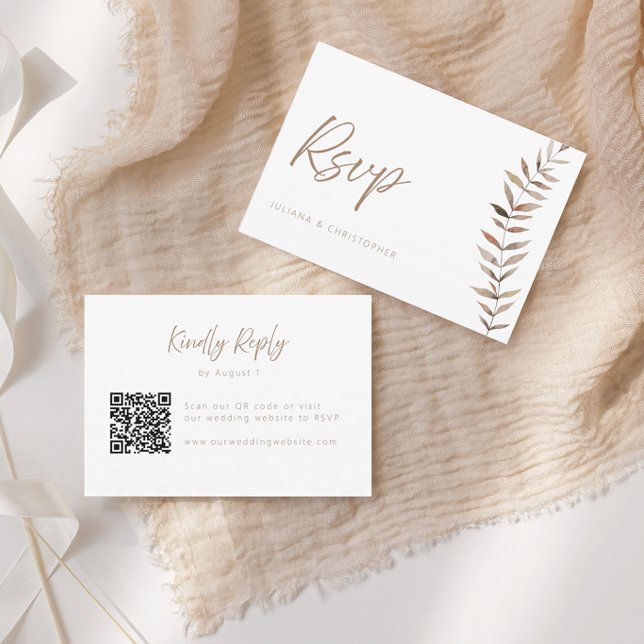 Agradecimiento Tarjeta de RSVP de boda con código QR de hojas de  (Subido por el creador)