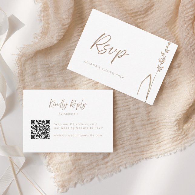 Agradecimiento Tarjeta de RSVP de boda con código QR de trigo mod (Subido por el creador)