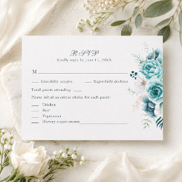 Agradecimiento Tarjeta de RSVP de boda con flor silvestre azul ve
