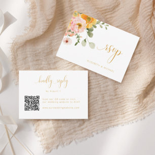 Agradecimiento Tarjeta de RSVP de boda con ramo de jardín de colo