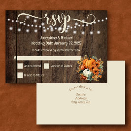 Agradecimiento Tarjeta de RSVP de Boda de Calabazas de Otoño Rúst