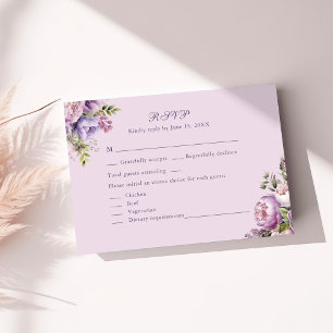 Agradecimiento Tarjeta de RSVP de Boda de Peonías y Flores Silves