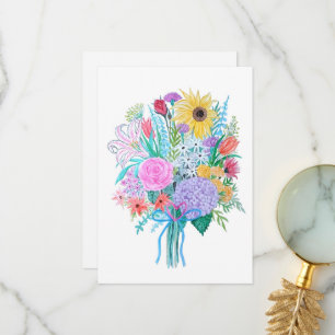 Agradecimiento Tarjeta de saludo, acuarela floral, interior en bl