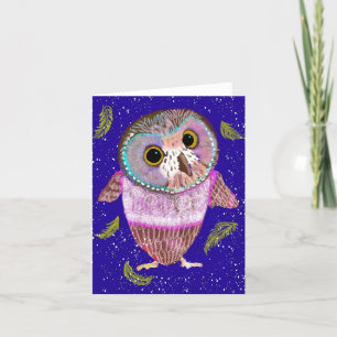 Agradecimiento Tarjeta de saludo BLANK BLANK de Búho de Invierno