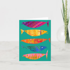Agradecimiento Tarjeta de saludo BLANK de cinco peces de colores