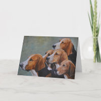 Tarjeta de saludo de arte de perros sabuesos ingle