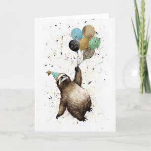 Agradecimiento Tarjeta de saludo de celebración de Fiesta Sloth