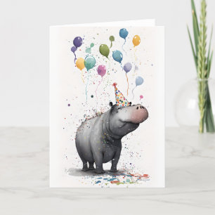 Agradecimiento Tarjeta de saludo de Fiesta Hippo