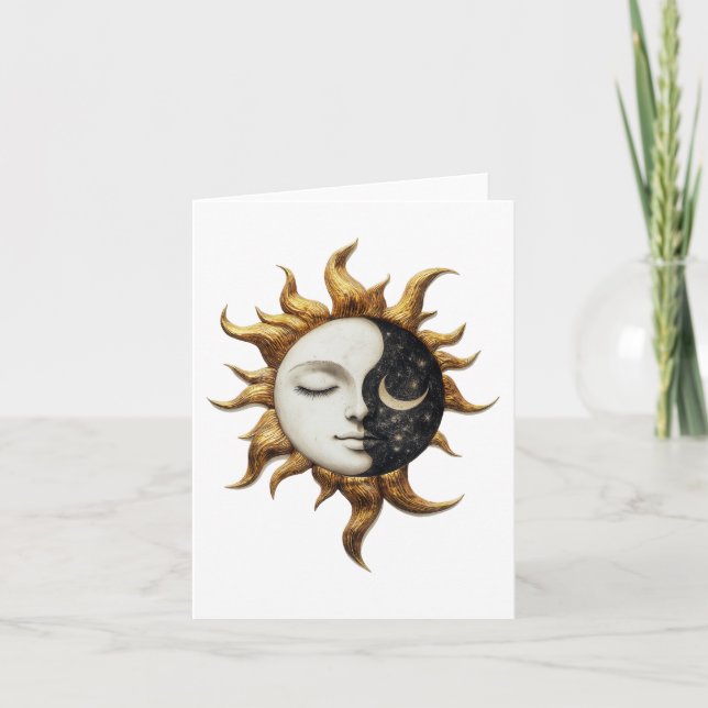 Agradecimiento Tarjeta de saludo de luna y sol celestial (Anverso)