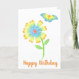 Agradecimiento Tarjeta de saludo de mariposa y margarita