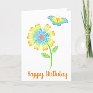 Agradecimiento Tarjeta de saludo de mariposa y margarita