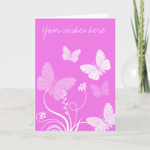 Agradecimiento Tarjeta de saludo de mariposas rosadas