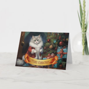 Agradecimiento Tarjeta de saludo de Navidades de Ragdoll cat