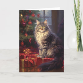 Agradecimiento Tarjeta de saludo de Navidades de Ragdoll cat