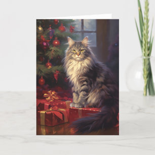 Agradecimiento Tarjeta de saludo de Navidades de Ragdoll cat