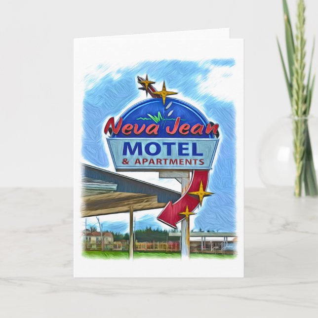 Agradecimiento Tarjeta de saludo de Rótulo Neva Jean Motel Retro  (Anverso)