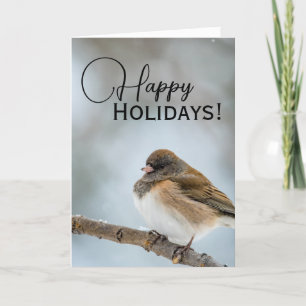 Agradecimiento Tarjeta de saludo de vacaciones para aves en nieve
