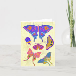 Agradecimiento Tarjeta de saludo en BLANCO de mariposas y polilla