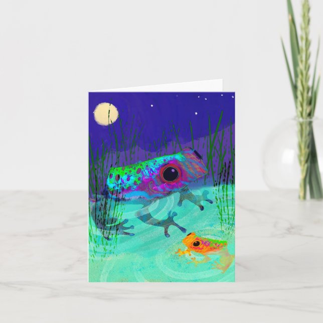 Agradecimiento Tarjeta de saludo en BLANCO para las ranas lunares (Anverso)