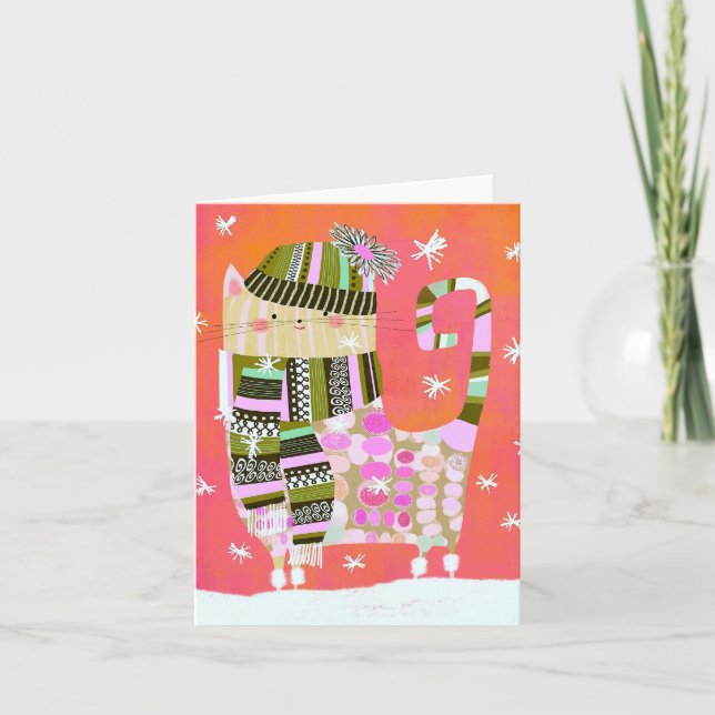 Agradecimiento Tarjeta de saludo Fancy Winter Cat BLANK (Anverso)