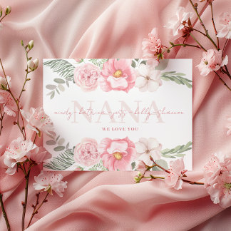 Agradecimiento Tarjeta de saludo floral personalizada Nana