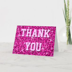 Agradecimiento Tarjeta de saludo 'Gracias' rosa de Glitz